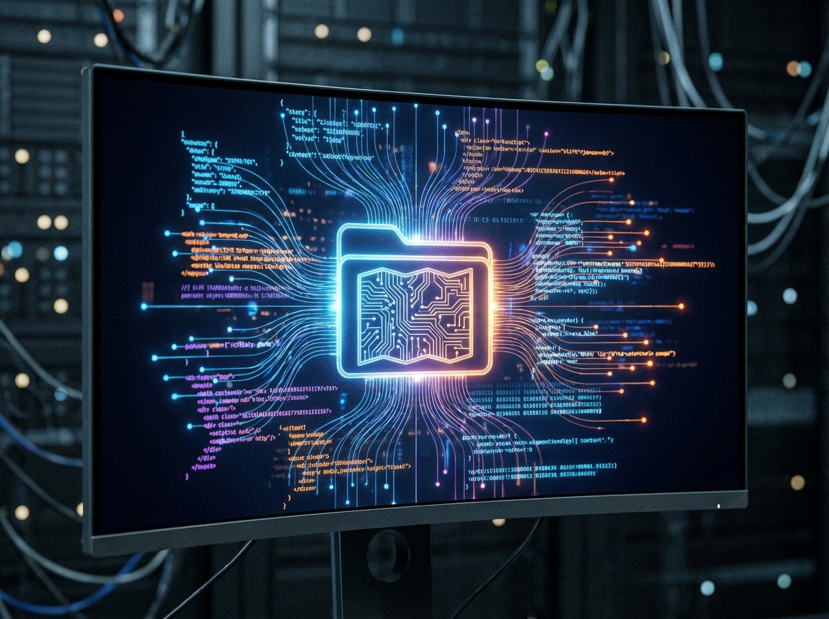 Conceptual illustration of a source map file exposing bundled code paths