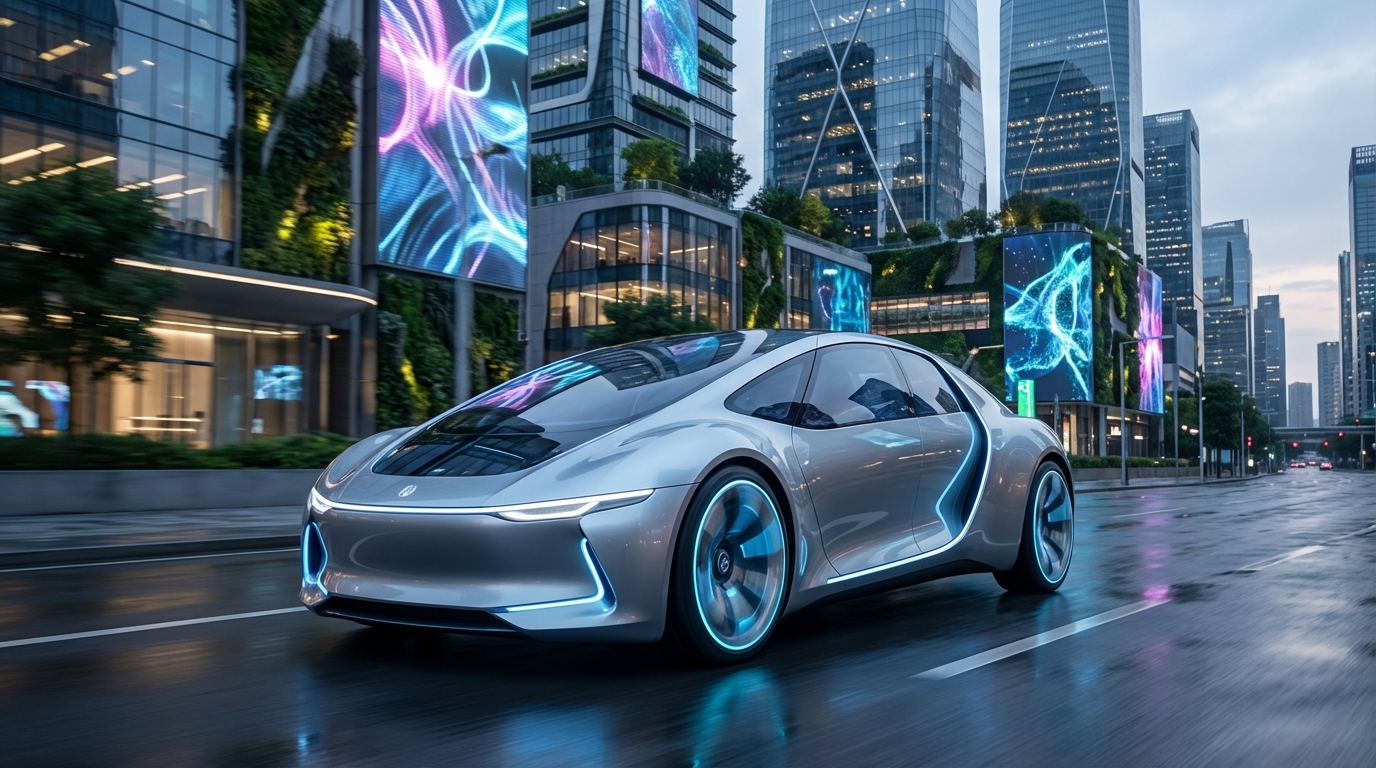 Editorial illustration: autonomous mobility, regulation, and megacap tech strategy