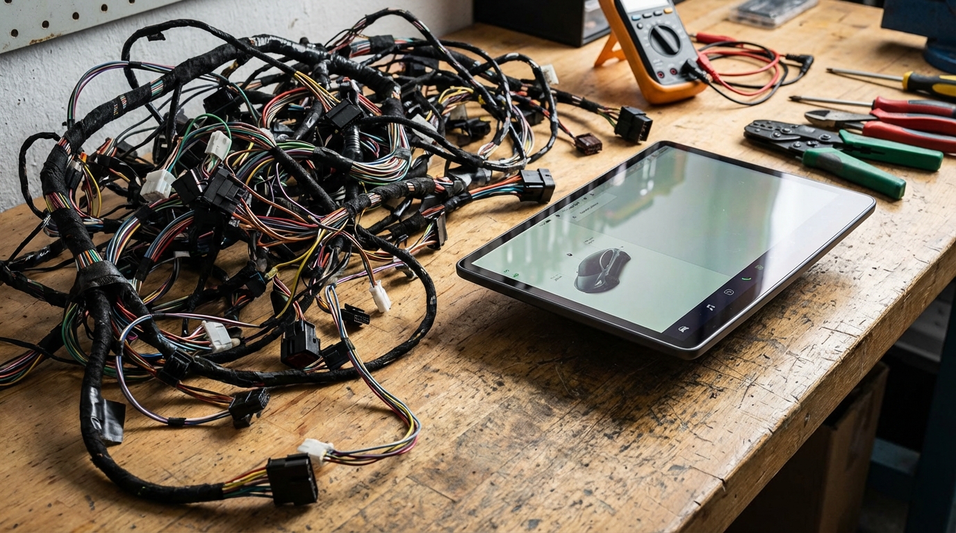 Salvaged Model 3 MCU, AP stack, and display wired for bench power